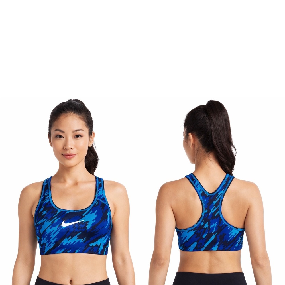 Nike Pro Blue Black Abstract Camo‎ Racerback Sports Bra M Activewear Gym 104-71